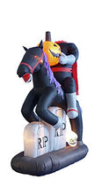 Load image into Gallery viewer, 6.5 Foot Tall Lighted Halloween Inflatable Headless Horseman with Horse Tombstones Skull and Pumpkin Lights
