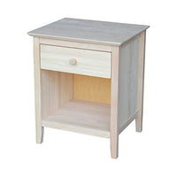 International Concepts Nightstand with 1 Drawer, Unfinished