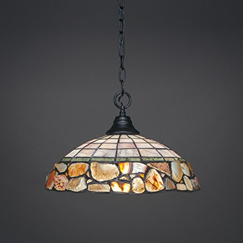 Toltec Lighting 10-MB-973 Any - One Light Pendant, Matte Black Finish with Cobblestone Tiffany Glass