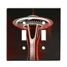 Load image into Gallery viewer, Space Needle Seattle - Decor Double Switch Plate Cover Metal
