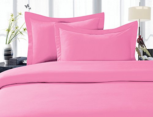 Elegance Linen 1500 Thread Count Wrinkle Resistant Ultra Soft Luxurious Egyptian Quality 3-Piece Duvet Cover Set, King/California King, Light Pink