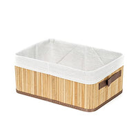 Compactor Rectangular Foldable Bamboo Laundry Basket, Natural, 35 x 25 x 15cm