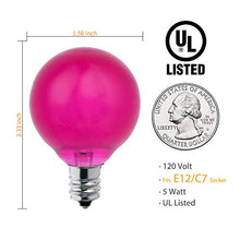 Load image into Gallery viewer, 25 Pack Opaque Multicolor G40 Christmas Replacement Light Bulbs, UL Listed 5 Watt E12 C7 Candelabra Base Glass Bulbs with Frosted Coating, Easily Screw in Strings Spools Strands
