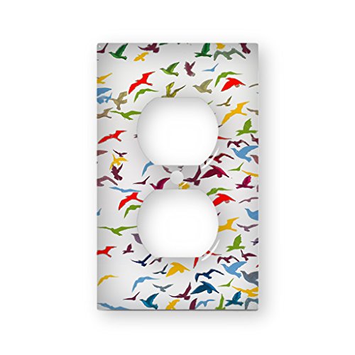 Bird Flock Rainbow - AC Outlet Decor Wall Plate Cover Metal