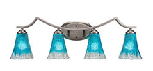 Load image into Gallery viewer, Toltec Lighting Zilo 4 Light Bath Bar, 5.5&quot; Teal Crystal Glass
