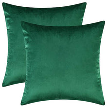 Load image into Gallery viewer, Artcest Set of 2, Cozy Solid Velvet Throw Pillow Case Decorative Couch Cushion Cover Soft Sofa Euro Sham with Zipper Hidden, 18&quot;x18&quot; (Dark Green)
