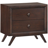 Modway Tracy Mid-Century Modern Wood Nightstand in Cappuccino