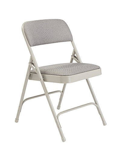 National Public Seating 2200 Series Steel Frame Upholstered Premium Fabric Seat and Back Folding Chair with Double Brace, 480 lbs Capacity, Model 2202 Graystone/Gray (Carton of 4)