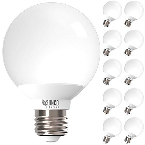Sunco Lighting 10 Pack G25 LED Globe, 6W=40W, Dimmable, 450 LM, 2700K Soft White, E26 Base, Ideal for Bathroom Vanity or Mirror - UL & Energy Star