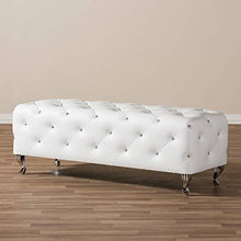 Load image into Gallery viewer, Baxton Studio Stella Crystal Tufted Modern Bench, White, 54(L) X19(W) X19.5(H)
