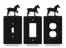Load image into Gallery viewer, SWEN Products Horse Draft Wall Plate Cover (Single Outlet, Black)
