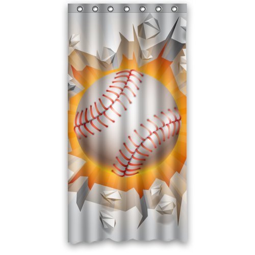 Baseball Hit The Wall- Personalize Custom Bathroom Shower Curtain Waterproof Polyester Fabric 36(w)x72(h) Rings Included
