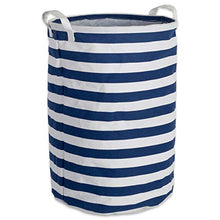 Load image into Gallery viewer, DII Cotton/Polyester PE Coated Collapsible Bin, Laundry Hamper, 13.5x13.5x20, Nautical Blue Stripe
