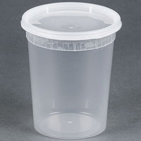 32 oz. Microwavable Translucent Plastic Deli Containers with Lids - Pkg of 24