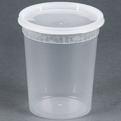 32 oz. Microwavable Translucent Plastic Deli Containers with Lids - Pkg of 24