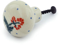 Polish Pottery 1-inch Drawer Pull Knob Made by Ceramika Artystyczna (Floating Flowers Theme) + Certificate of Authenticity