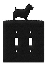 Load image into Gallery viewer, SWEN Products Norwich Australian Terrier Metal Wall Plate Cover (Double Switch, Black)
