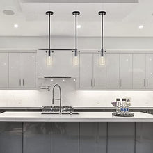 Load image into Gallery viewer, Linea di Liara Effimero Modern Matte Black Pendant Light Fixtures Over Kitchen Island Sink Lighting Ceiling Hanging Farmhouse Metal Industrial Mini Pendant Lighting Small Clear Glass Shade
