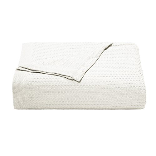 Nautica Home | Baird Collection 100% Cotton Signature Diamond Weave Pattern Cozy Blanket, Soft and Durable for All Seasons, Easy Care Machine Washable, Twin, White