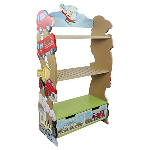 Fantasy Fields - Cracked Rose Thematic Kids Wooden Bookcase with Storage, Multi/None (W-10040A)