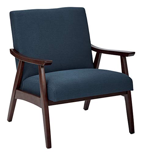 OSP Home Furnishings Davis Accent Chair with Medium Espresso Frame, Klein Azure Blue