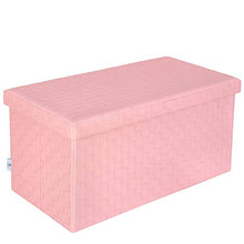 Load image into Gallery viewer, B FSOBEIIALEO Folding Storage Ottoman, Faux Leather Footrest Stool Long Bench Toy Box Chest for Girls, Pink 30&quot;x15&quot;x15&quot;
