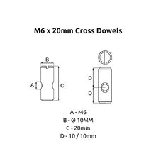 Load image into Gallery viewer, M6 x 20mm Cross Dowels Barrel Nuts For Cots Beds or Furniture Assembly
