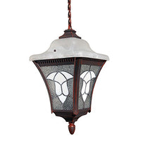 eTopLighting Meyda Tiffany Collection Outdoor Stained Glass Antique Pendant Hanging Lantern, Rustic Copper APL1053