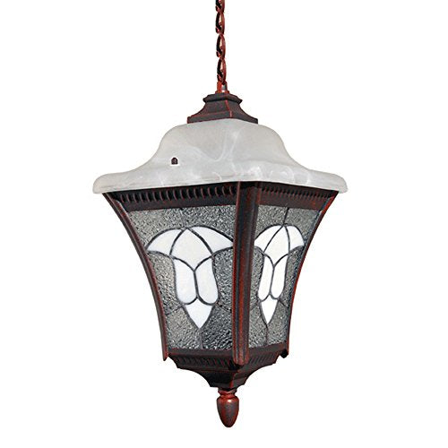 eTopLighting Meyda Tiffany Collection Outdoor Stained Glass Antique Pendant Hanging Lantern, Rustic Copper APL1053