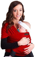 CuddleBug Baby Wrap Sling + Carrier - Newborns & Toddlers up to 36 lbs - Hands Free - Gentle, Stretch Fabric - Ideal for Baby Showers - One Size Fits All (Red)