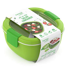 Load image into Gallery viewer, Bentgo Salad - Stackable Lunch Container with Large 54-oz Salad Bowl, 4-Compartment Bento-Style Tray for Toppings, 3-oz Sauce Container for Dressings, Built-In Reusable Fork &amp; BPA-Free (Green)
