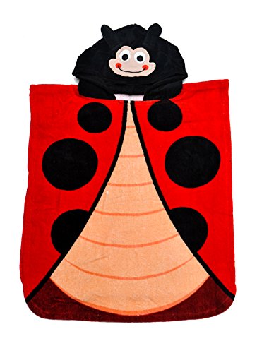 ROYAL WEAR Kids Ladybug Hooded Bath Towel 20X24
