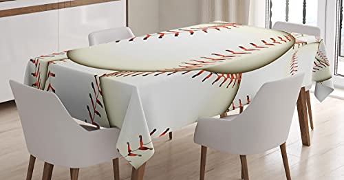 Ambesonne Baseball Tablecloth, Pattern of Baseball Balls Background Home Run Rules of The Game Success Score Print, Rectangular Table Cover for Dining Room Kitchen Decor, 60
