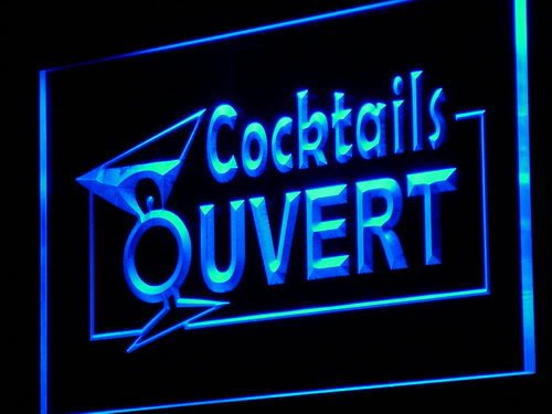 Ouvert Cocktails Glass Bar Beer LED Sign Neon Light Sign Display j157-b(c)
