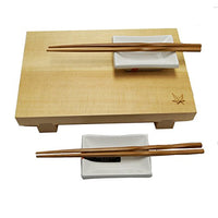 Bamboo Sushi Board Set 6 inch by 9-1/2 inch Set-white