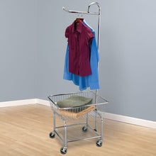 Load image into Gallery viewer, Household Essentials 6028-1 Rolling Laundry Cart with Hanging Bar - Chrome Finish
