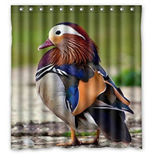 Load image into Gallery viewer, FUNNY KIDS&#39; HOME Fashion Design Waterproof Polyester Fabric Bathroom Shower Curtain Standard Size 66(w) x72(h) with Shower Rings - Beautiful Feathers of The Mandarin Duck
