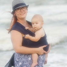 Load image into Gallery viewer, Beachfront Baby Wrap - Versatile Water &amp; Warm Weather Baby Carrier | Made in USA with Safety Tested Fabric, CPSIA &amp; ASTM Compliant | Lightweight, Quick Dry (Navy, X-Long)
