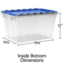 Load image into Gallery viewer, Akro-Mils 66486 12-Gallon Plastic Stackable Storage Keepbox Tote Container with Attached Hinged Lid, 21-1/2-Inch x 15-Inch x 12-1/2-Inch, Clear/Blue
