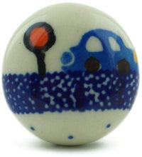 Load image into Gallery viewer, Polish Pottery 1-inch Drawer Pull Knob Made by Ceramika Artystyczna (Cars Theme) + Certificate of Authenticity
