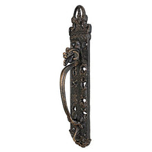 Load image into Gallery viewer, Design Toscano The Durley House Dragon Gothic Decor Door Handle Push Plate, 12 Inch, Bronze Finish
