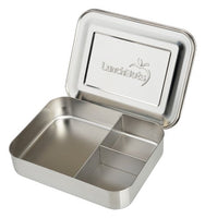 LunchBots Large Trio Stainless Steel Lunch Container -Three Section Design for Sandwich and Two Sides - Metal Bento Lunch Box for Kids or Adults - Eco-Friendly - Stainless Lid - All Stainless