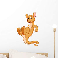 Wallmonkeys Funny Kangaroo Cartoon Wall Decal Peel and Stick Animal Graphics (18 in H x 12 in W) WM31558