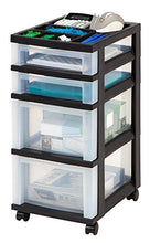 Load image into Gallery viewer, IRIS 4-Drawer Rolling Storage Cart with Organizer Top, Black
