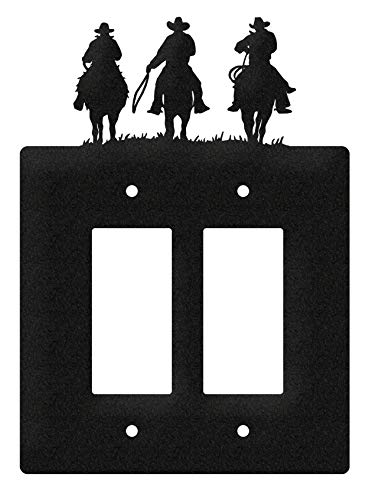 SWEN Products Three Cowboys Wall Plate Cover (Double Rocker, Black)