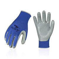 Vgo 10-Pairs Safety Work Gloves, Gardening Gloves, Non-slip Nitrile coating, Dipping Gloves (Size S, Blue, NT2110)