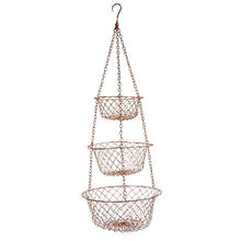 Load image into Gallery viewer, Fox Run 5211 3-Tier Copper Kitchen Hanging Fruit Baskets, 32 Inches
