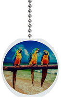 Macaws on Branch Solid Ceramic Fan Pull