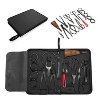 Destinie New Bonsai Tools 10 PCS Carbon Steel Shear Set Kit with Tool Roll Wires Case
