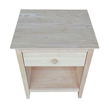 Load image into Gallery viewer, International Concepts Nightstand with 1 Drawer, Unfinished
